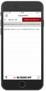 Screenshot RA-MICRO Zeiterfassung APP
